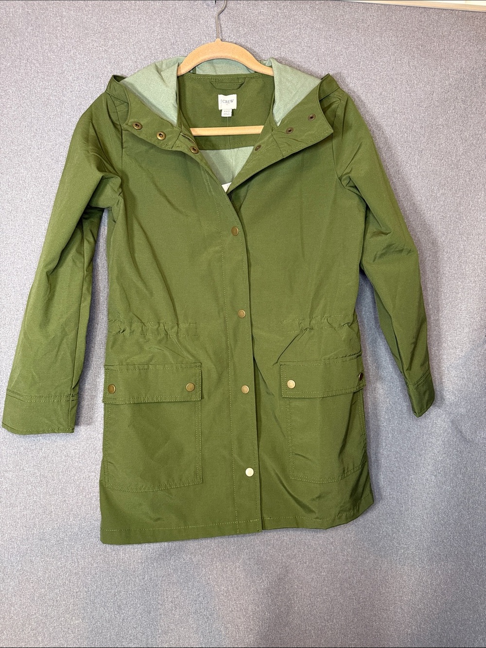 J. Crew Olive Hooded Anorak Trench